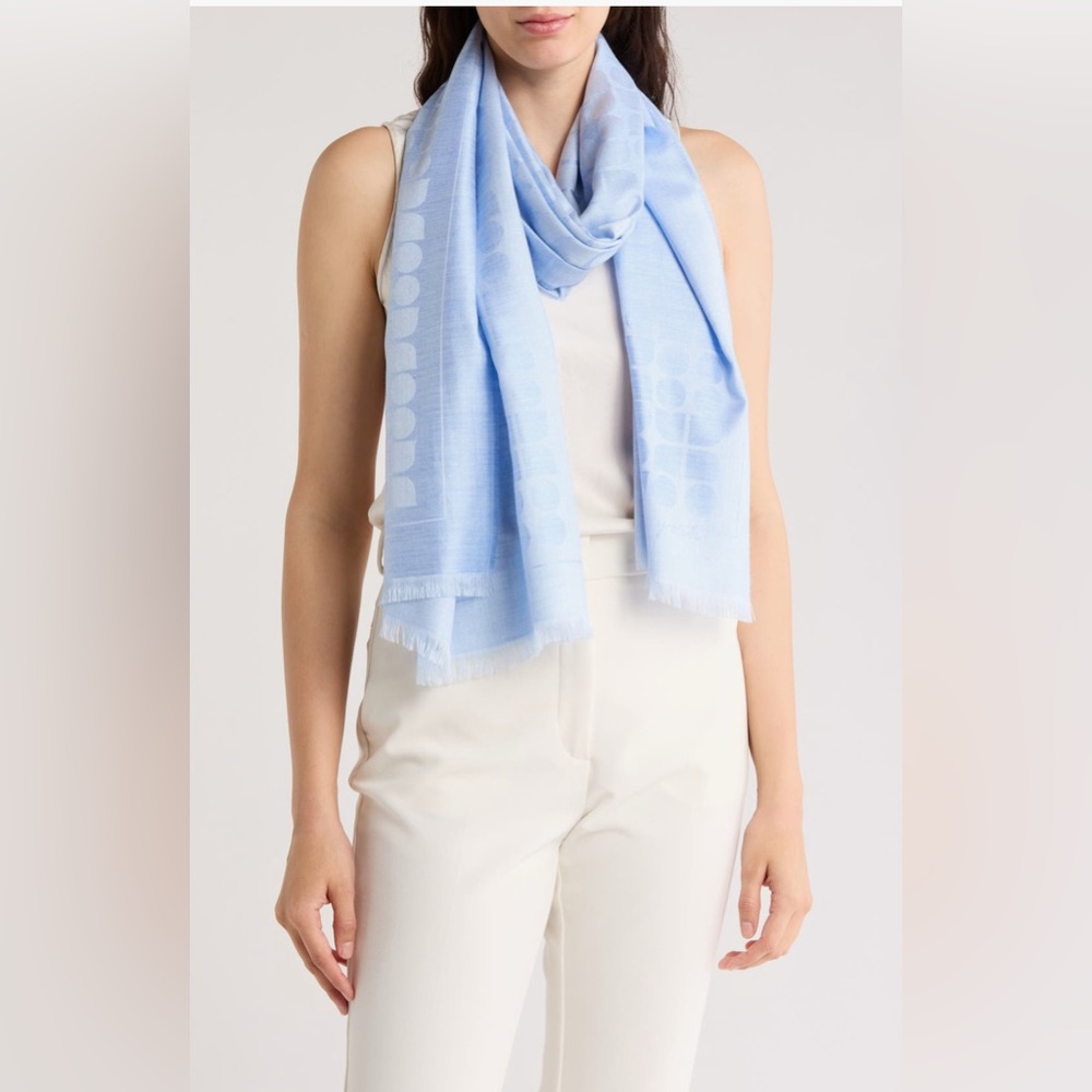 Kate Spade Noelle Jacquard Dot Scarf in Astral Blue